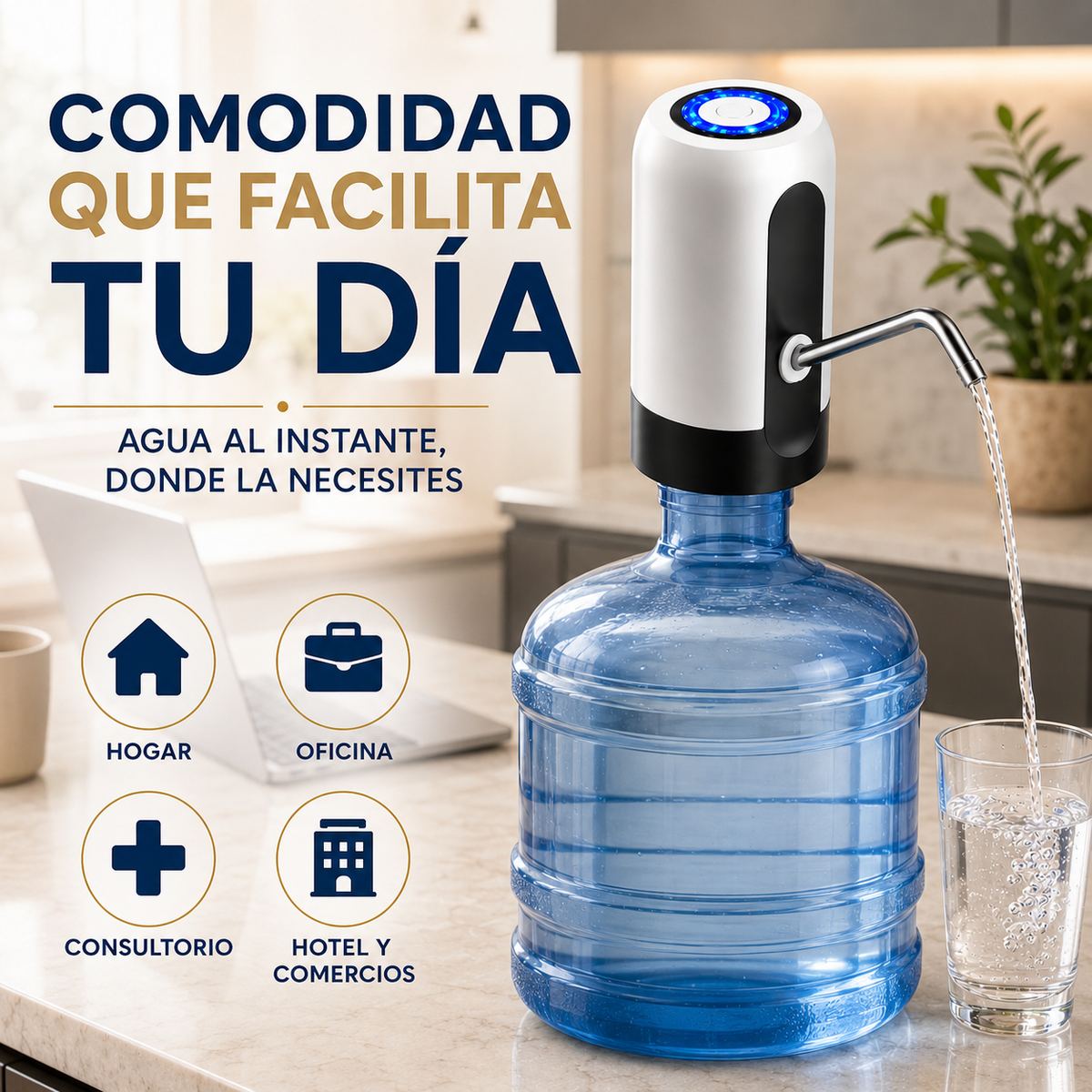 Dispensador automático de agua para casa, oficina, consultorio, hotel y comercios
