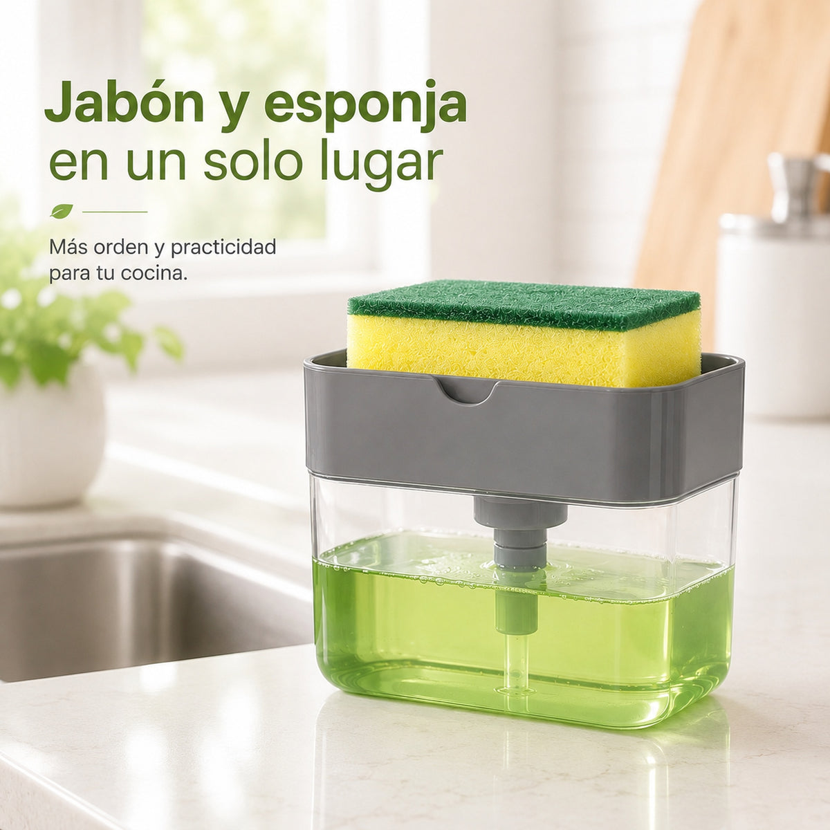 Dispensador de jabón para platos con esponja - imagen principal de galería