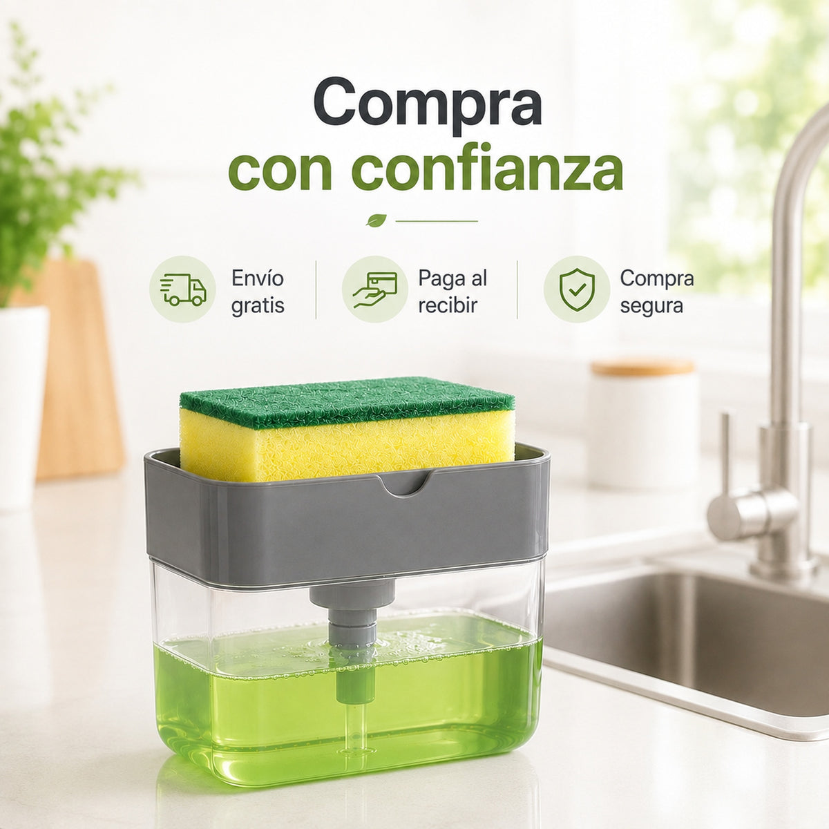 Dispensador de jabón para platos con esponja - galería 4, envío gratis, paga al recibir y compra segura