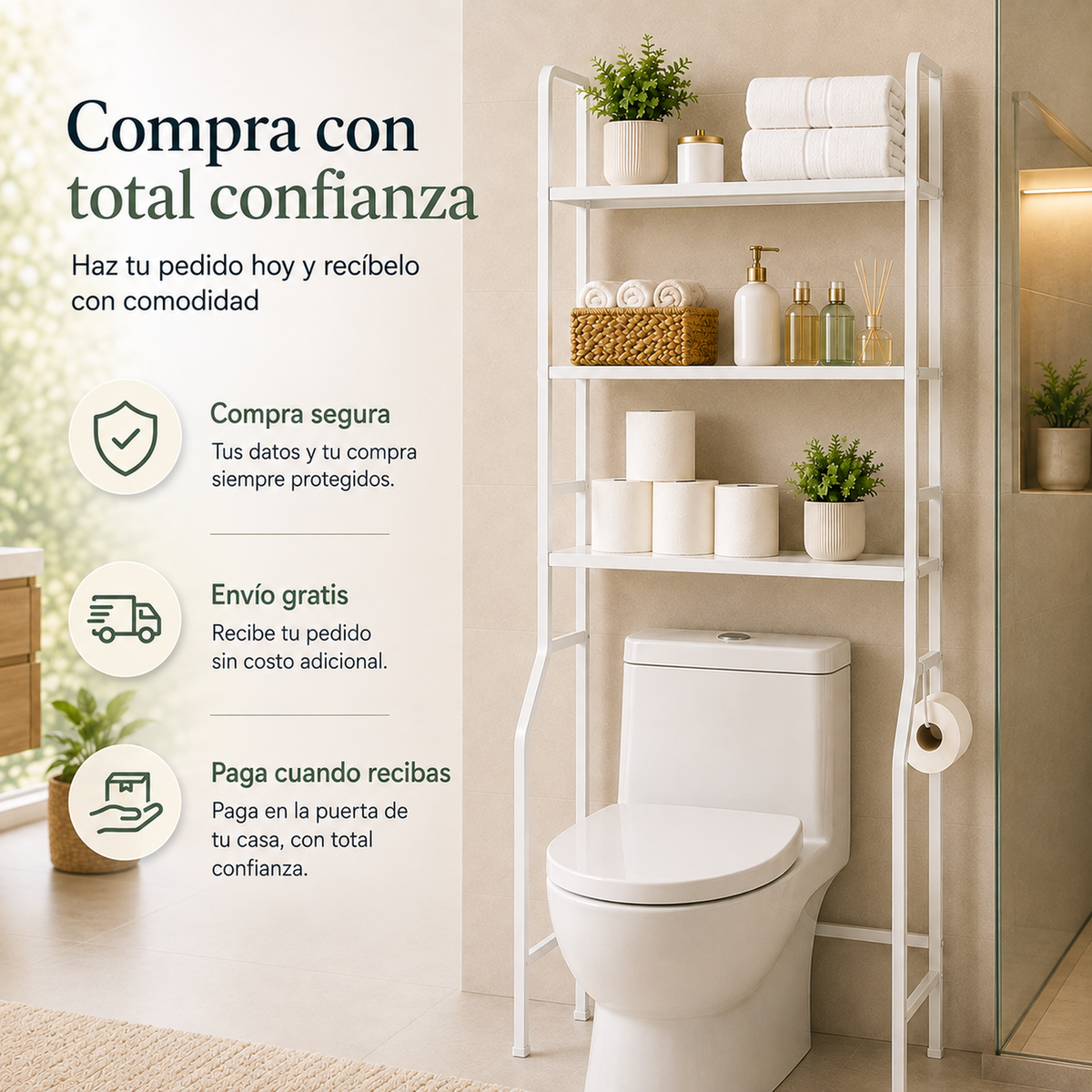 Organizador de baño con compra segura, envío gratis y pago al recibir