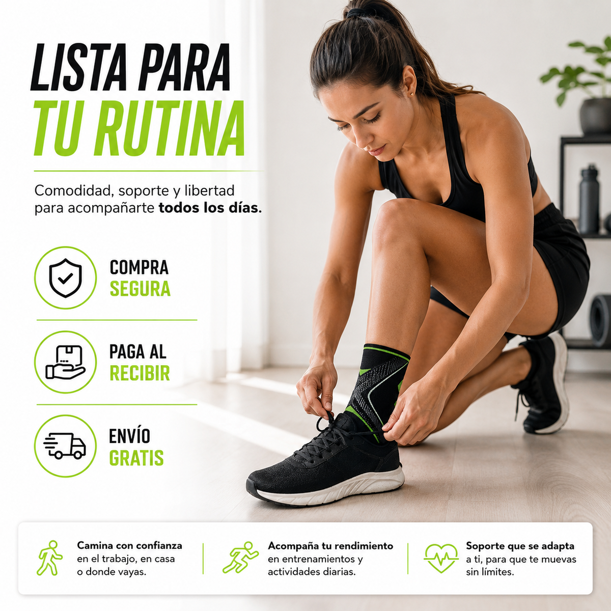 Tobillera Ajustable con Banda de Compresión - lista para tu rutina, compra segura, paga al recibir y envío gratis